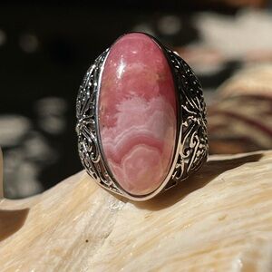 Argentinian Rhodochrosite Ring in Sterling Silver